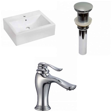 20.25-in. W Wall Mount White Vessel Set For 1 Hole Center Faucet